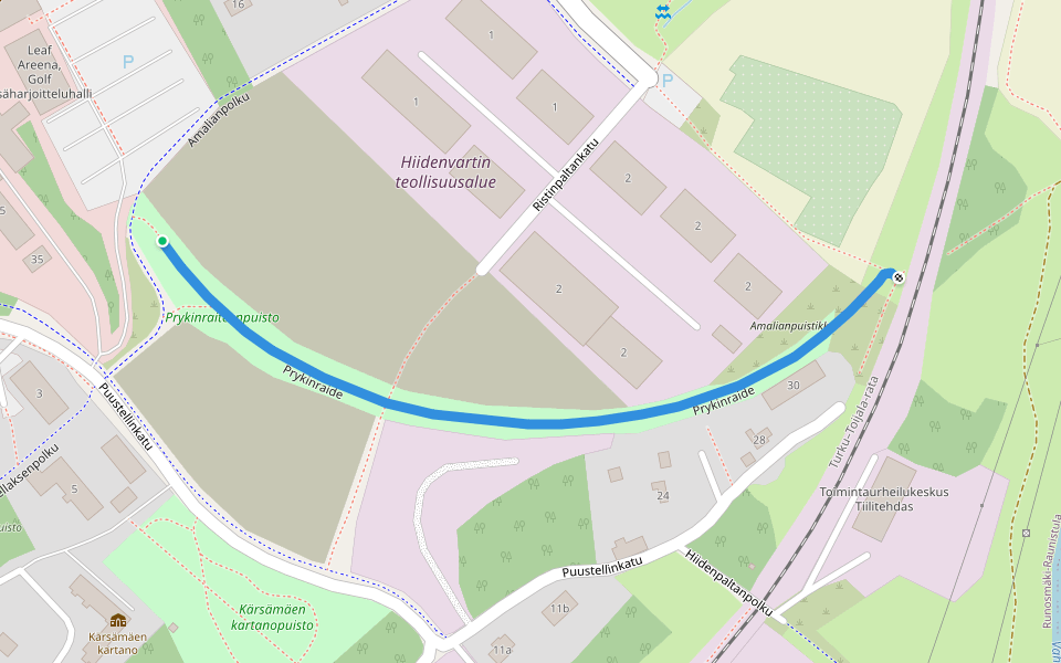 Prykinraide walking route map in Turku