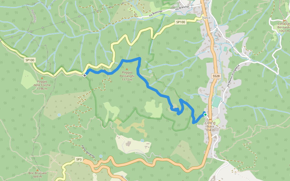 Alta via dei monti Liguri walking route map in Colle di Nava