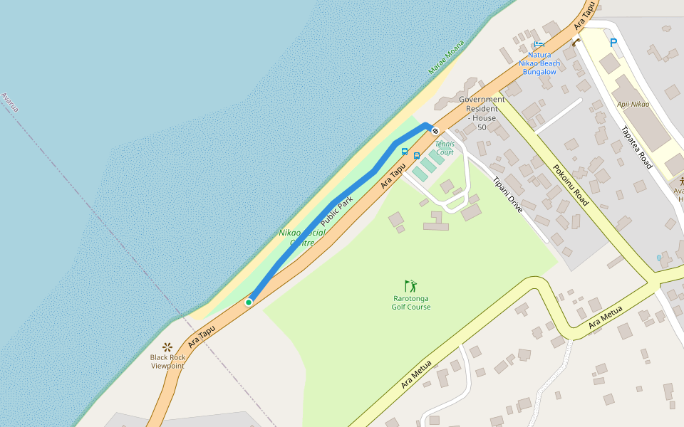 Public Park walking route map in Avarua