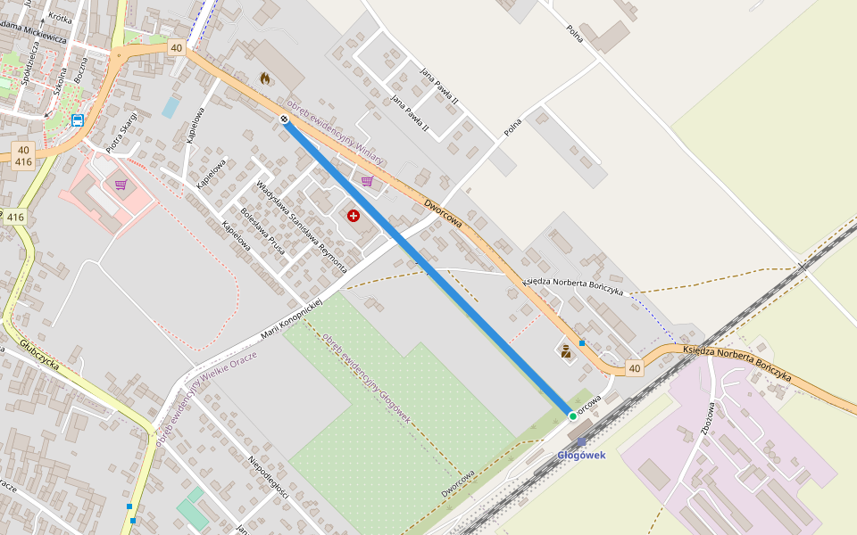 Aleja Lipowa walking route map in Głogówek