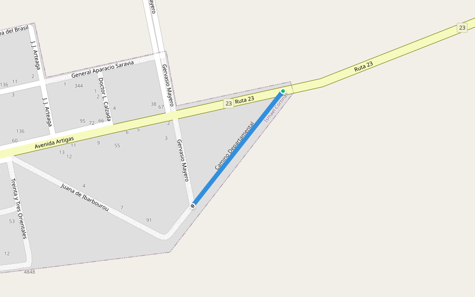 Camino Departamental walking route map in Trinidad