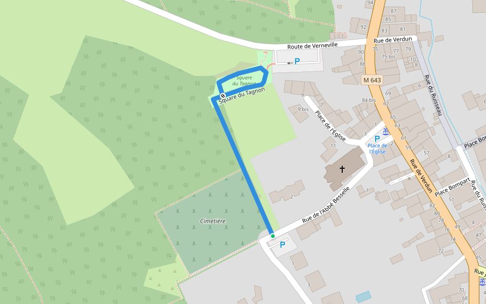 Square du Tagnon walking route map in Châtel-Saint-Germain