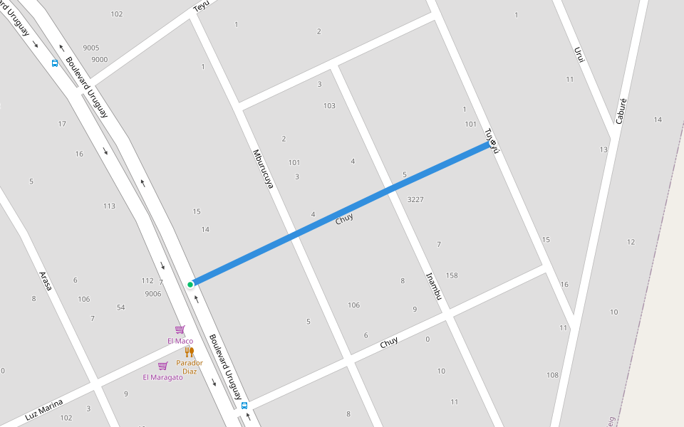 Chuy walking route map in 25 de Agosto