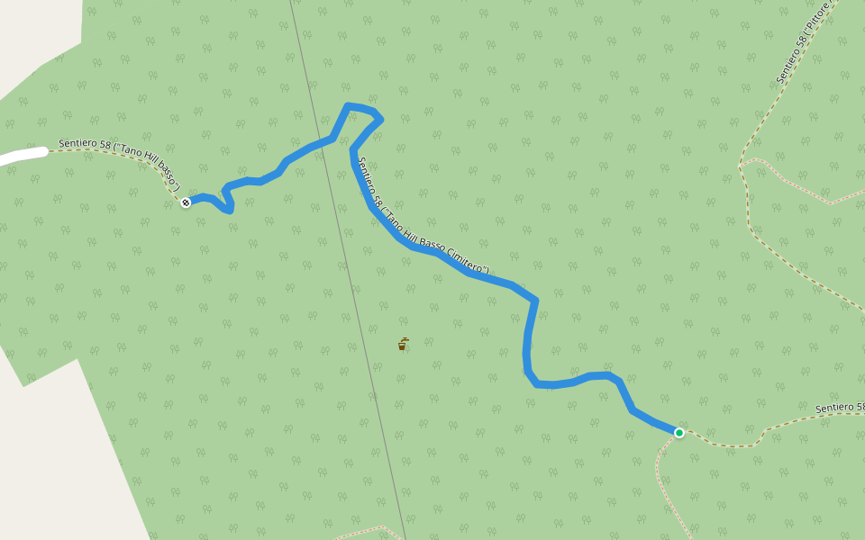 Sentiero 58 ("Tano Hill Basso Cimitero") walking route map in Tetti None