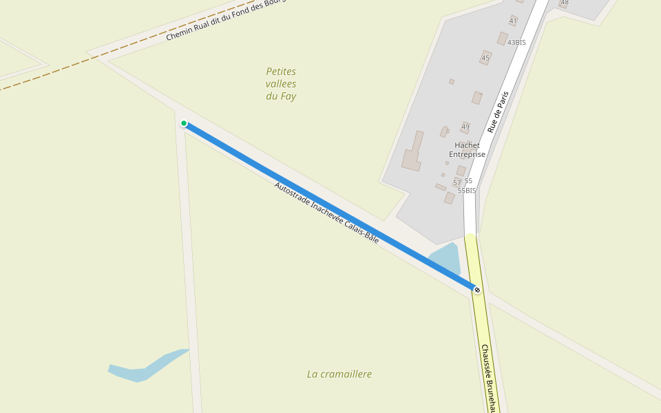 Autostrade Inachevée Calais-Bâle walking route map in Essigny-le-Grand