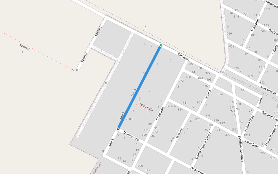 Ute 2 walking route map in 25 de Agosto