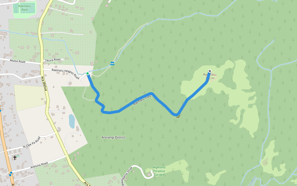 Raemaru Track walking route map in Arorangi