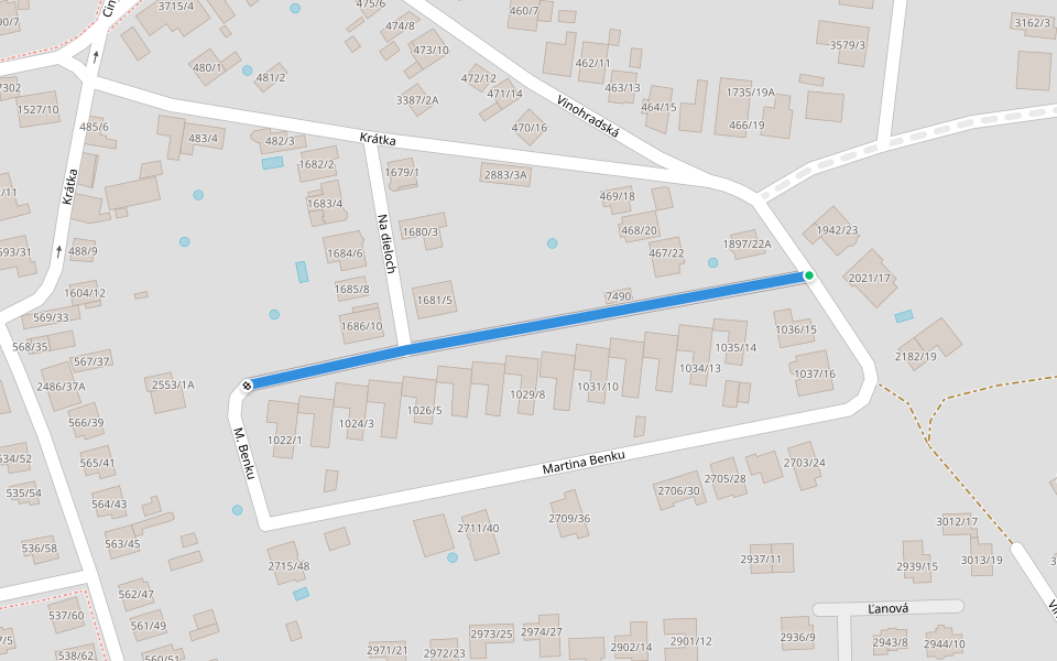 M. Benku walking route map in Stupava