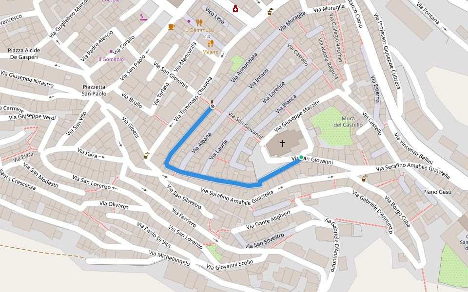 Via Porta walking route map in Chiaramonte Gulfi