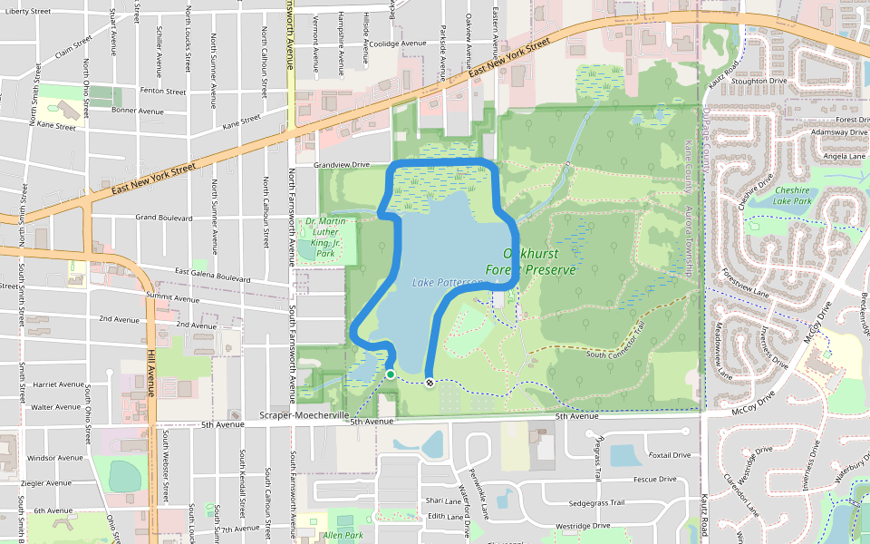 Lake Patterson Trail walking route map in Aurora