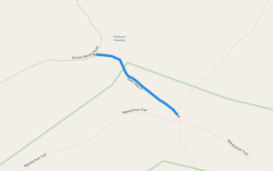 Town Hwy 51 walking route map in Norwich