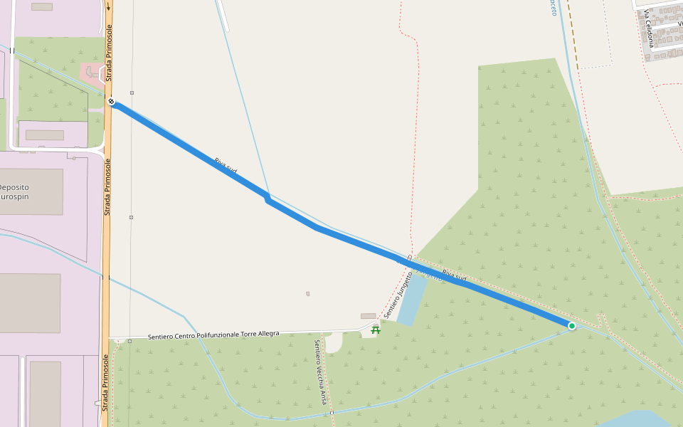 Riva sud walking route map in Catania