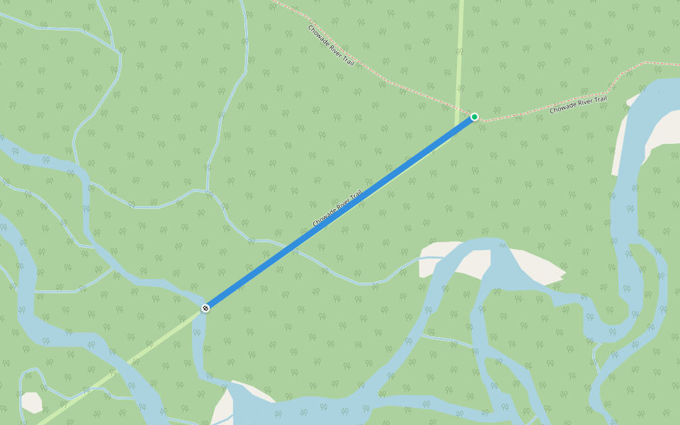 Chowade River Trail walking route map in Pink Mountain