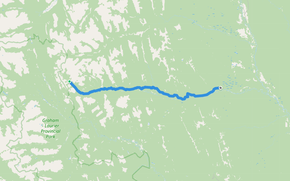Chowade River Trail walking route map in Pink Mountain