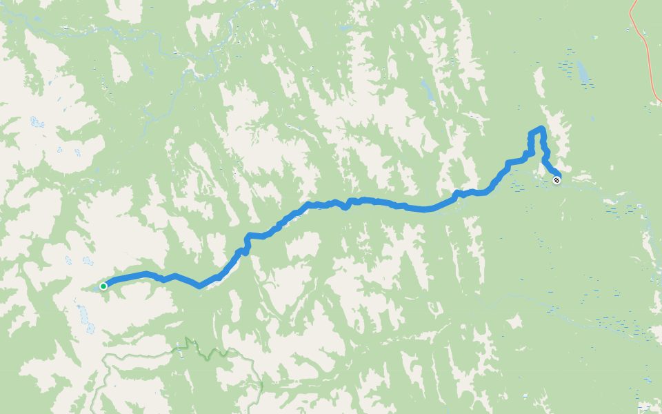 Halfway River Trail walking route map in Pink Mountain