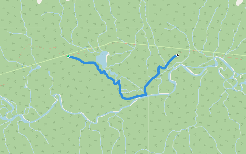 Halfway River Trail walking route map in Pink Mountain