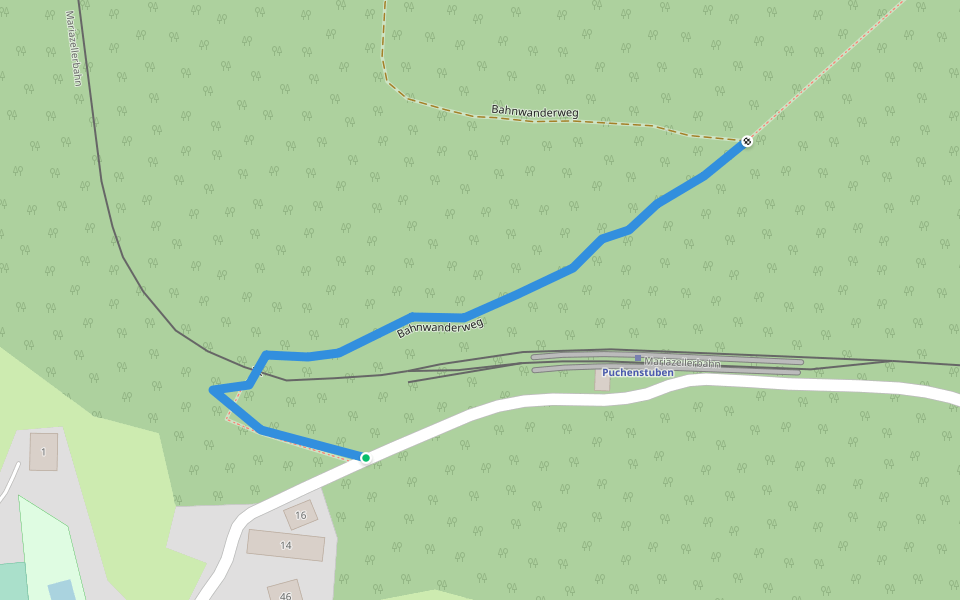 Bahnwanderweg walking route map in Puchenstuben