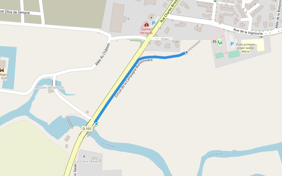 Circuit de la Campagne Buissonnière walking route map in Servon-sur-Vilaine