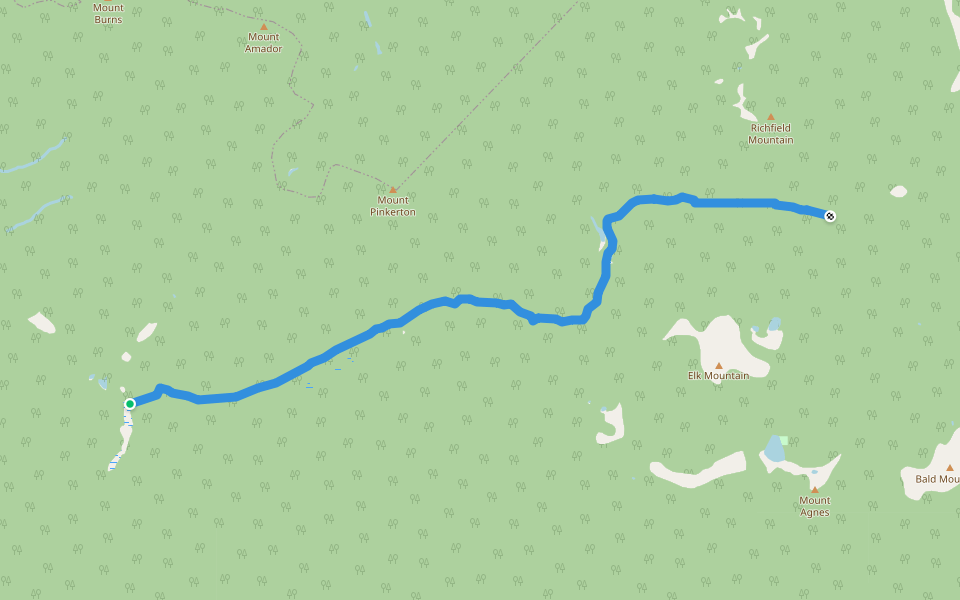 Cariboo Wagon Road (Stanley to Barkerville) walking route map in Wells