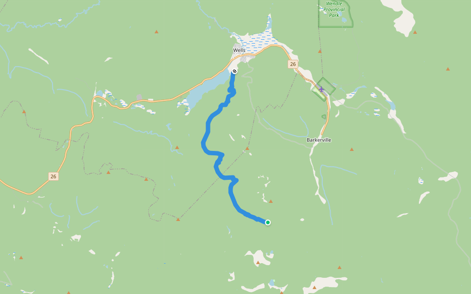 Cow Mountain Ditch Trail/Barkerville Boneshaker Route walking route map in Likely