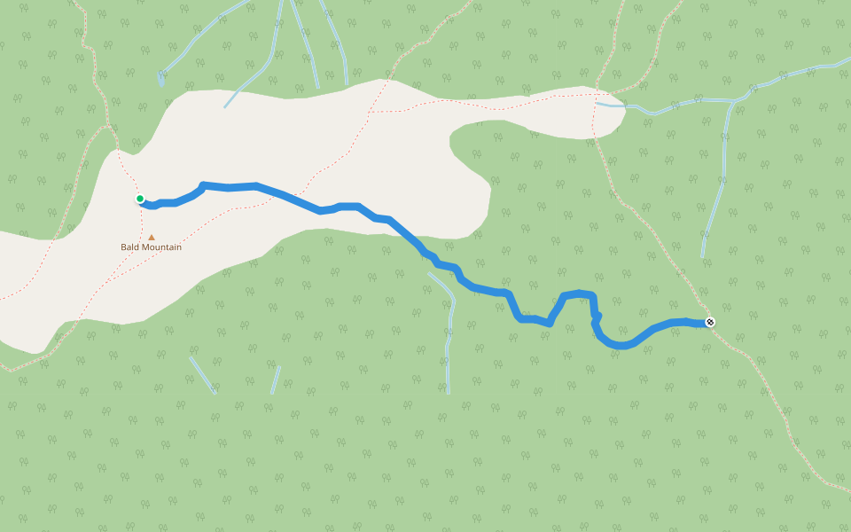 Bald Mtn Connector walking route map in Likely