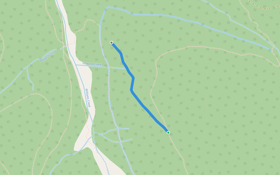1861 Goldrush Pack Trail walking route map in Likely
