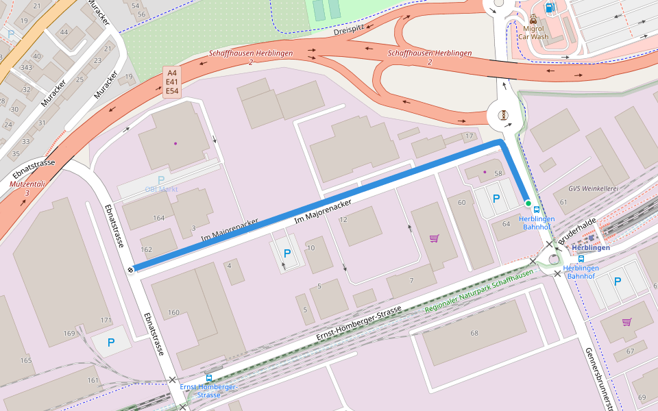 Im Majorenacker walking route map in Schaffhausen