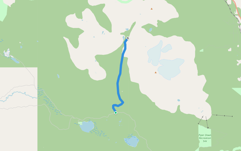Silvern Lake Trail walking route map in Smithers
