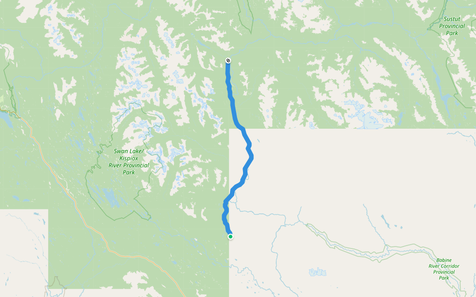 Telegraph Line Trail walking route map in Kispiox