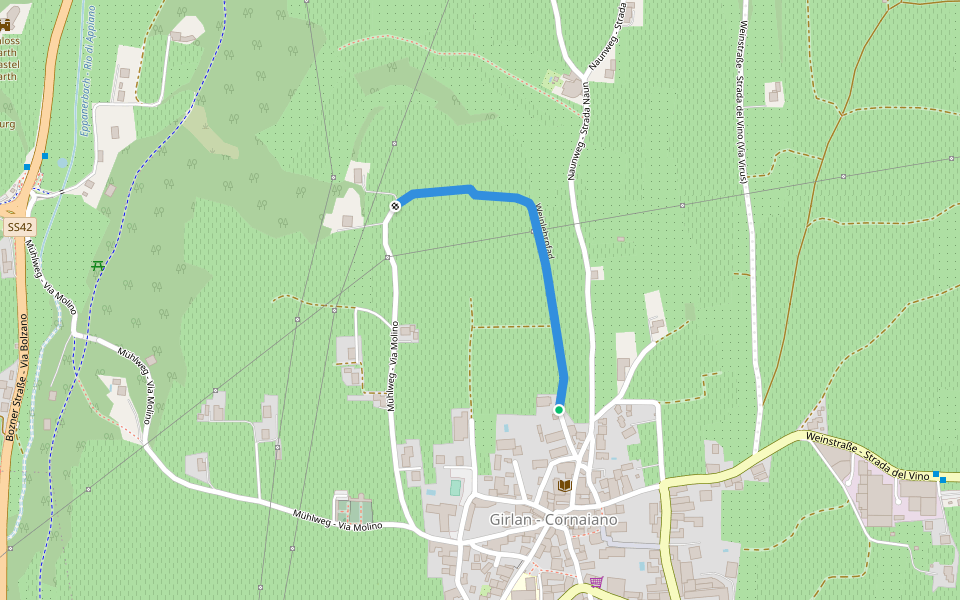 Weinlehrpfad walking route map in Cornaiano