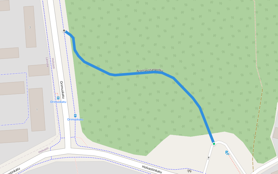 Arontaustanpolku walking route map in Tampere