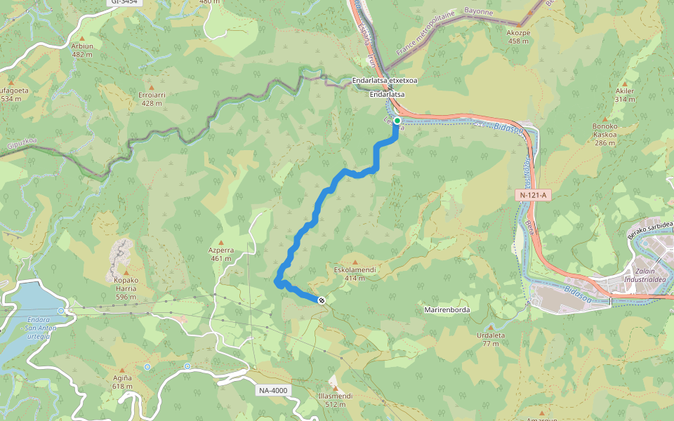 Barakako bidea walking route map in Lesaka