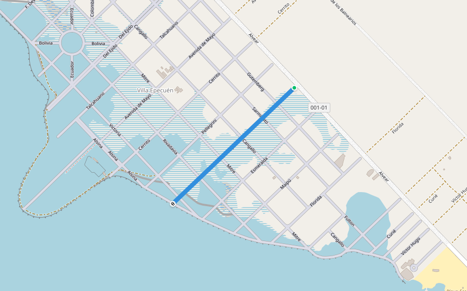 Suipacha walking route map in Villa Epecuén