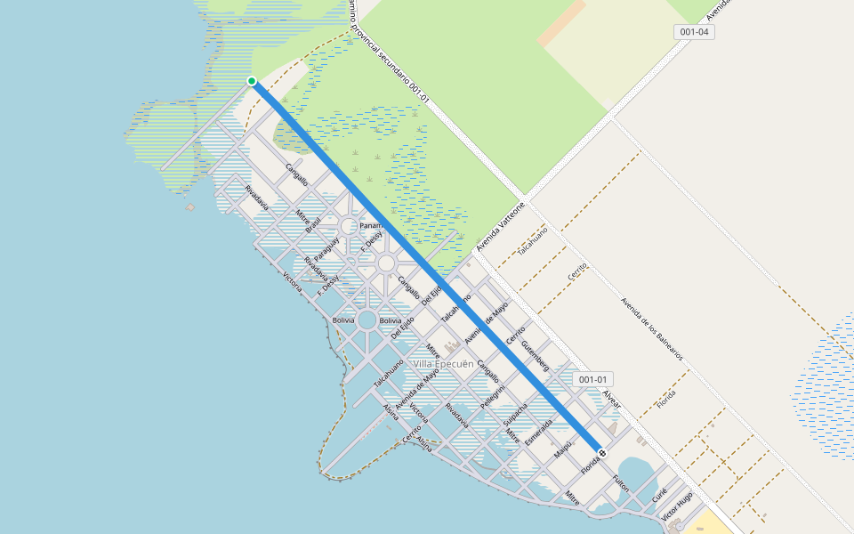 Sarmiento walking route map in Villa Epecuén