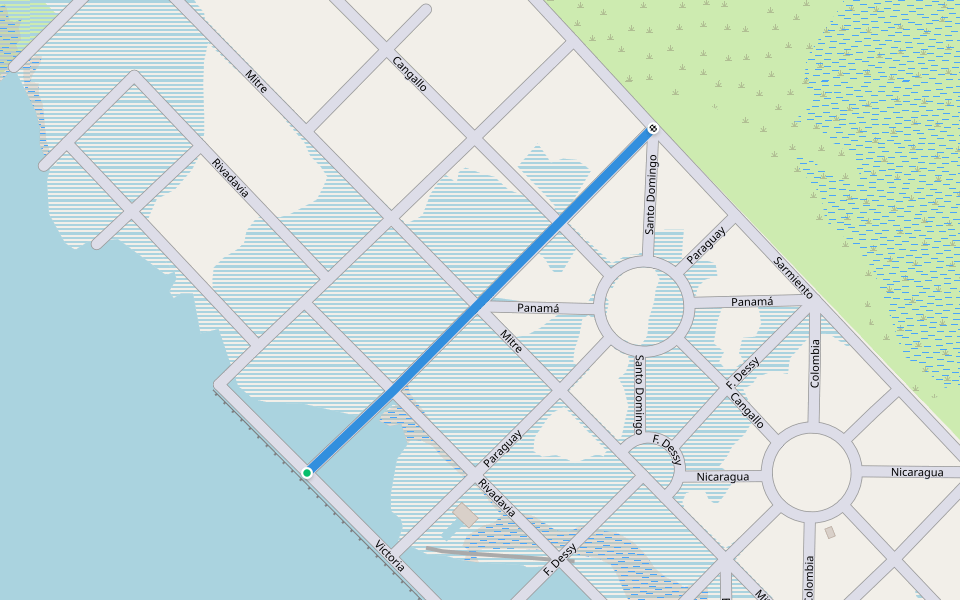 Brasil walking route map in Villa Epecuén