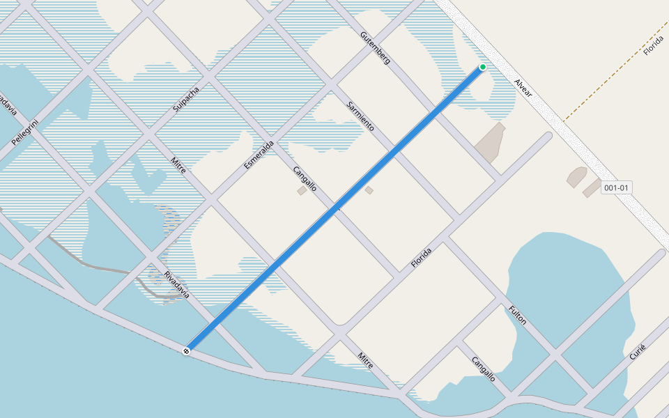 Maipú walking route map in Villa Epecuén