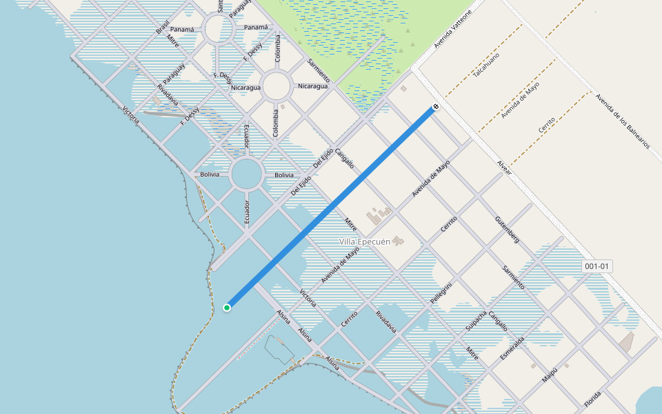 Talcahuano walking route map in Villa Epecuén