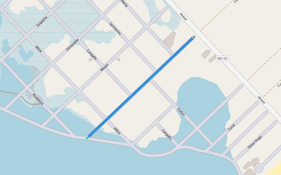 Florida walking route map in Villa Epecuén