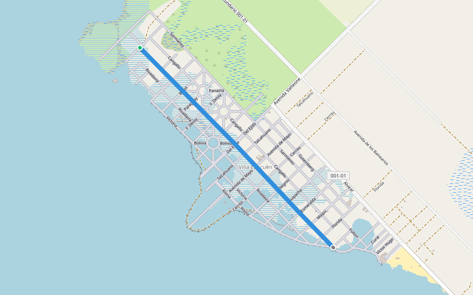 Mitre walking route map in Villa Epecuén