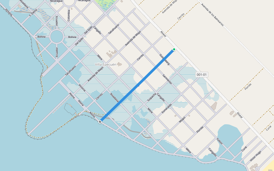 Pellegrini walking route map in Villa Epecuén