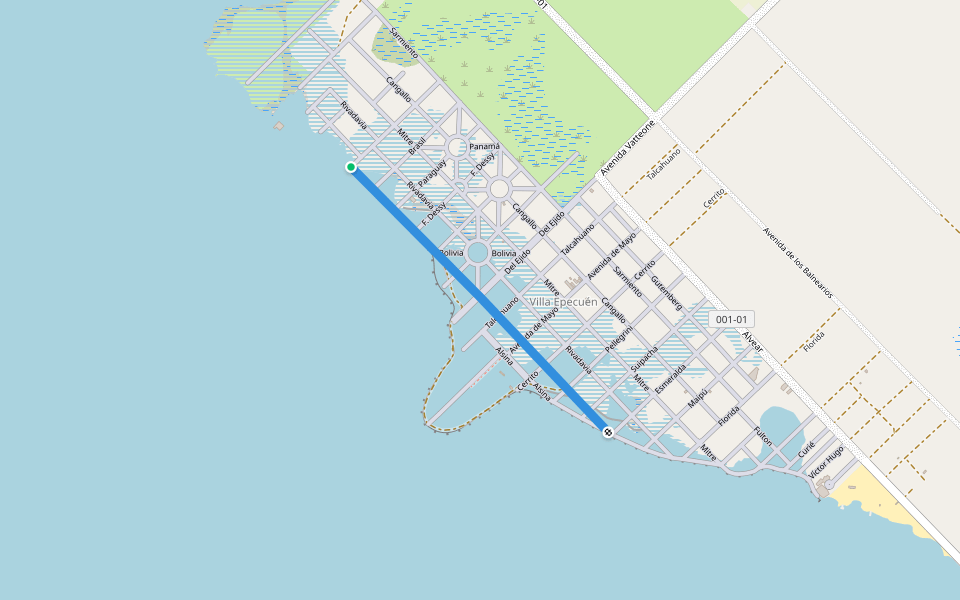 Victoria walking route map in Villa Epecuén