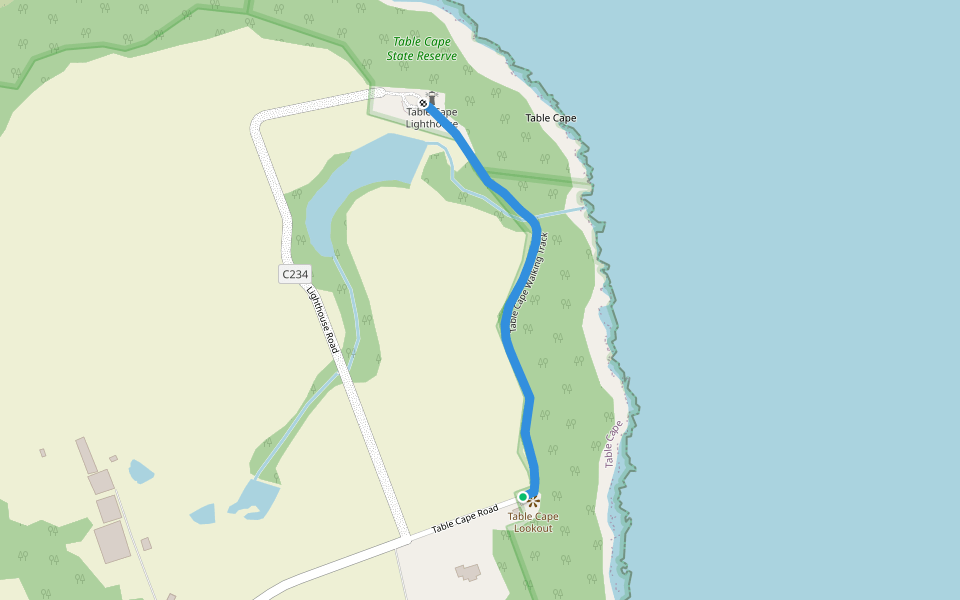 Table Cape Walking Track walking route map in Table Cape