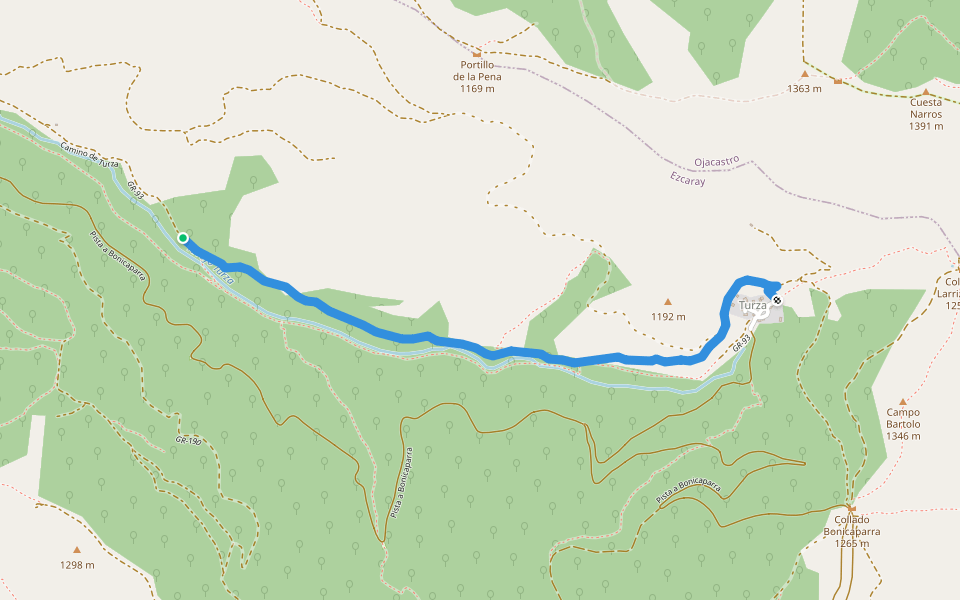 Camino de Turza walking route map in Ezcaray
