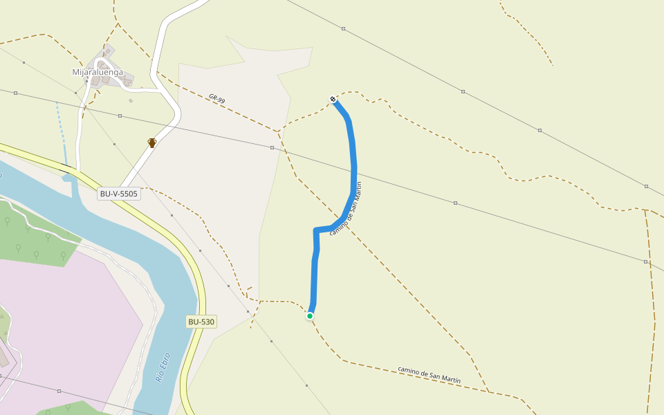 camino de San Martín walking route map in Mijaralengua