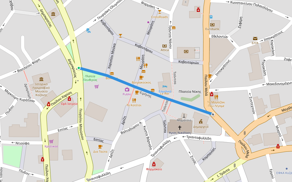 Ειρήνης walking route map in Igoumenitsa