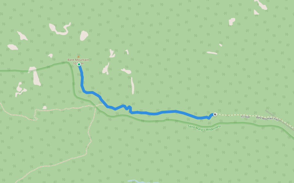 Bare Mountain Trail walking route map in Greenville