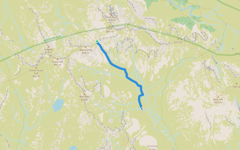 Mosedale walking route map in Wasdale Head