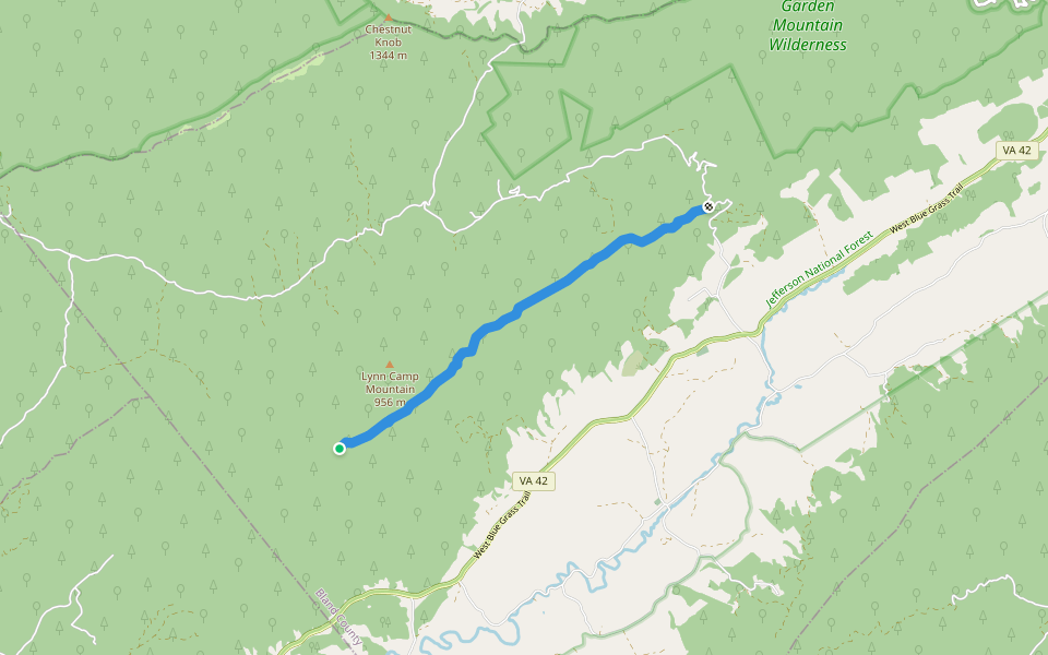 Lynn Camp Trail walking route map in Ceres
