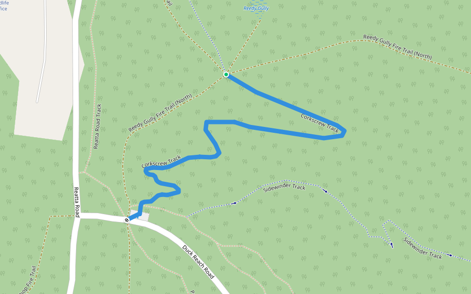 Corkscrew Track walking route map in Trevallyn