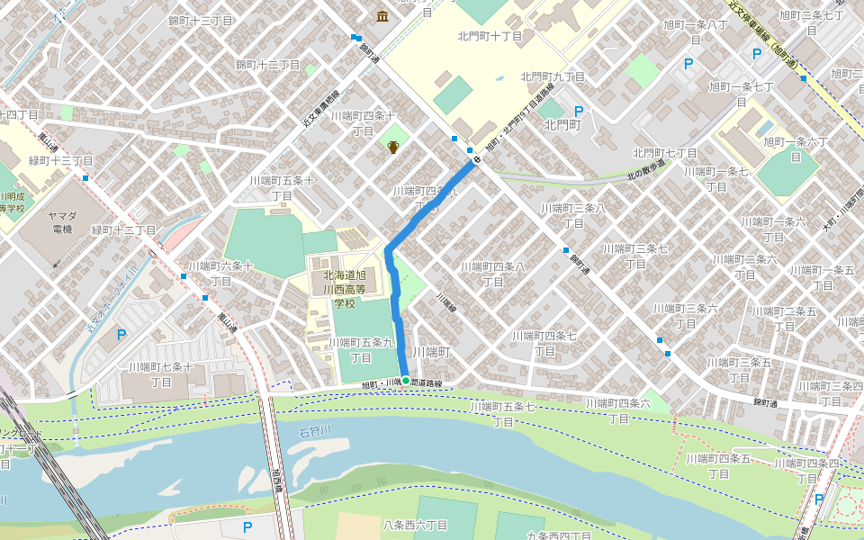 学園通 walking route map in Asahikawa